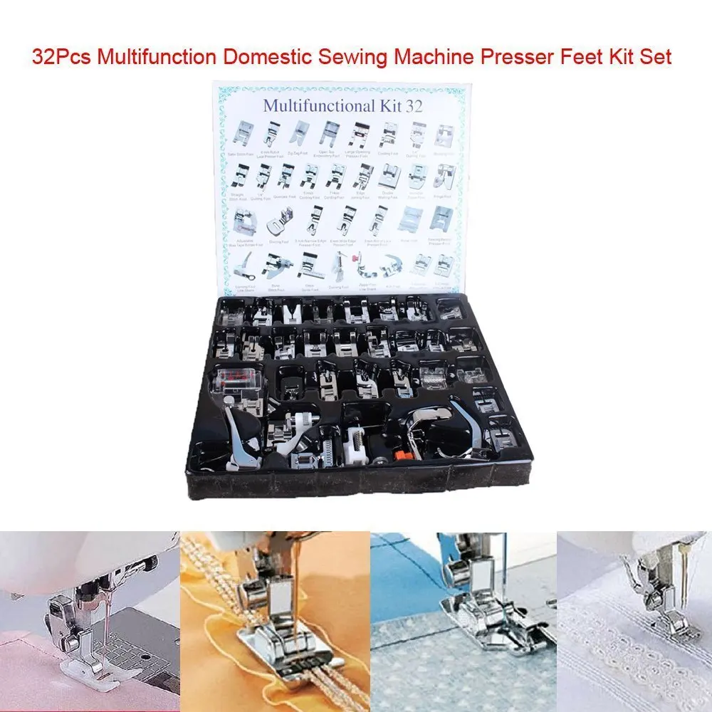 

32Pcs Domestic Sewing Machine Presser Foot Feet Kit Set