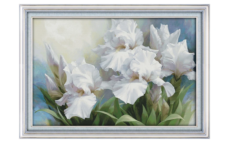 11CT 14CT Iris flower Large living room Decoration Grid Embroidery Needlework Cross stitch Manual Beautiful flowers Cross Stitch H495
