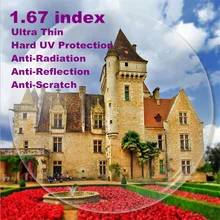 1,67 ультра тонкий один видения Асферические рецепта линзы CR-39 близорукости дальнозоркости объектив жесткий УФ-защиты очки Prot из 2 предметов