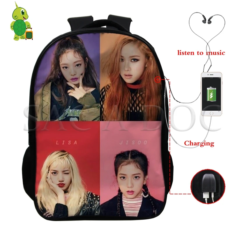 Корейские рюкзаки Kpop Blackpink Kill This рюкзак для женщин и мужчин USB зарядка для ноутбука сумка Jisoo/Дженни школьные и дорожные сумки