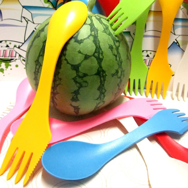 

2016 New Design Plastic Camping Hiking Travel Outdoor Spork Utensil Fork Knife Cutlery