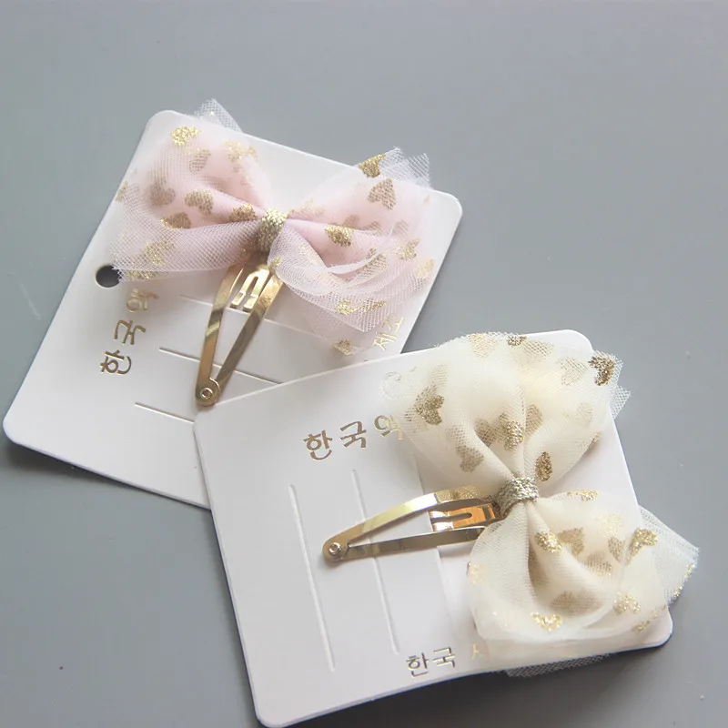 

Бутик ins 10 шт Мода Блеск сердца лук заколки сплошной марли бантом заколки оснастку Клипы Принцесса аксессуары для волос