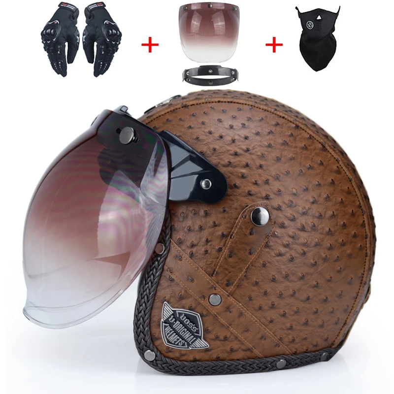 Кожаные шлемы для взрослых 3/4, мотоциклетный шлем высокого качества, мотоциклетный шлем Chopper, винтажный мотоциклетный шлем с открытым лицом, мотоциклетный шлем motocros