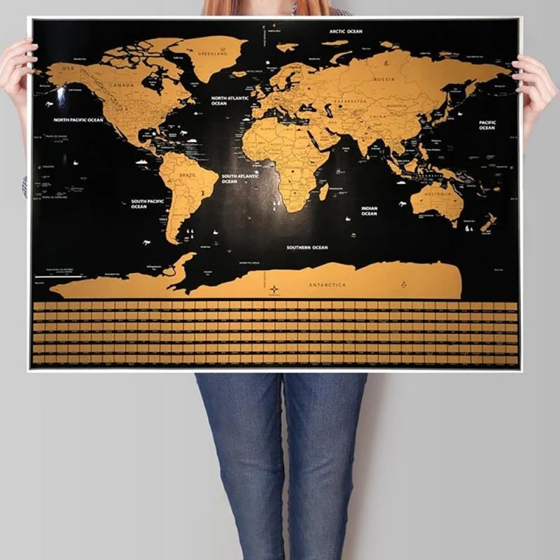 

Scratch Off Map Of The World Travel Map Poster Creative World Wall Sticker For Home Office Decorations Easy Scratching Gold Foil