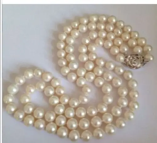 

N1350 9-10mm south sea white pearl necklace NEW