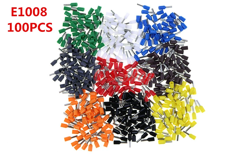 

100PCS E1006 E1008 E1010 E1012 E1018 Tube insulating Insulated terminals 1.0² Cable Wire Insulating Crimp Terminal Connector