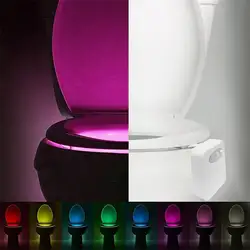 Умный светодио дный светодиодный человеческий датчик движения Активированный Туалет Ночной свет ванная комната с 8 цветными туалетными