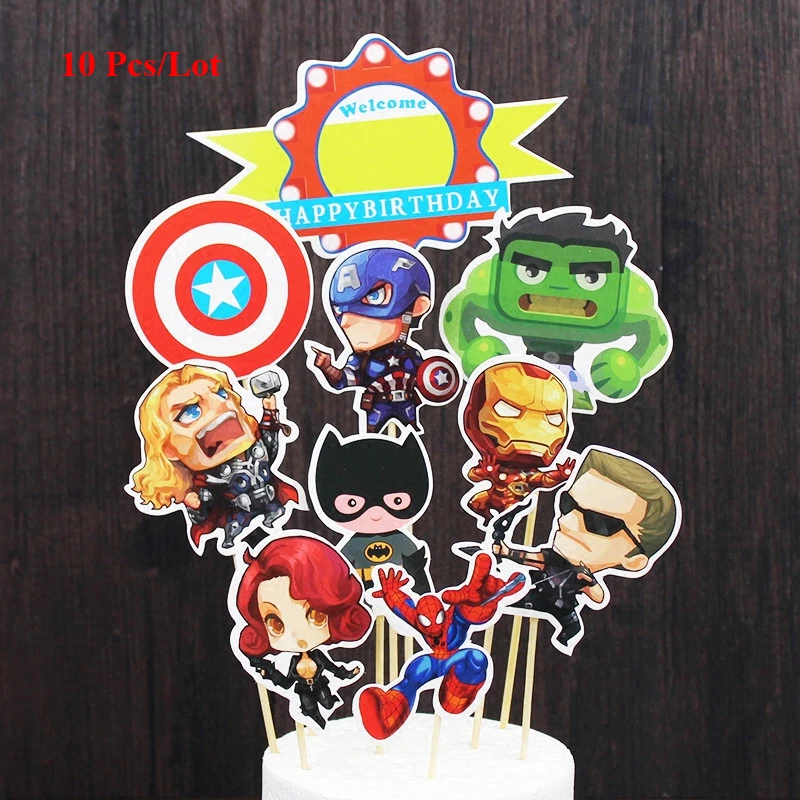 

children kids birthday supplies superman topper cake flags baby boy children kids party decoration super hero party cake topper