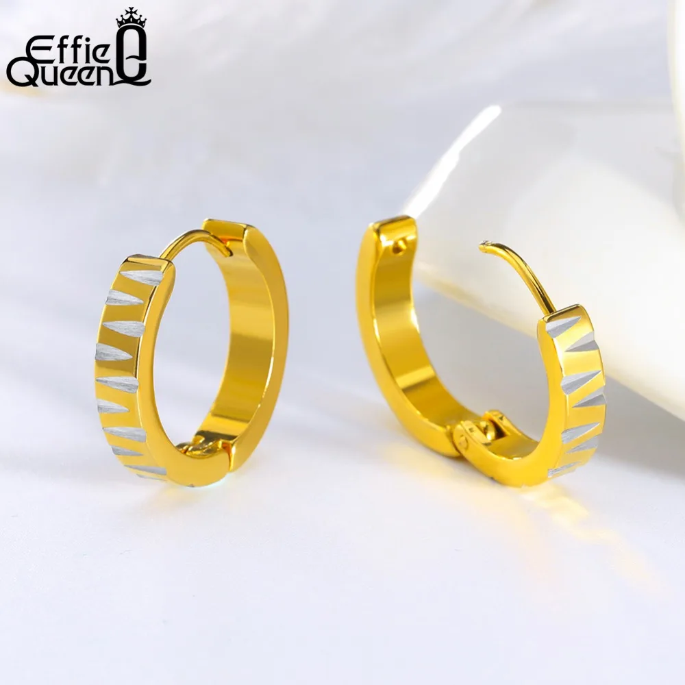 

Effie Queen 2019 New Women Earrings Stainless Steel Gold_color Female Hoop Earring Wholesale Jewelry Gift IE62