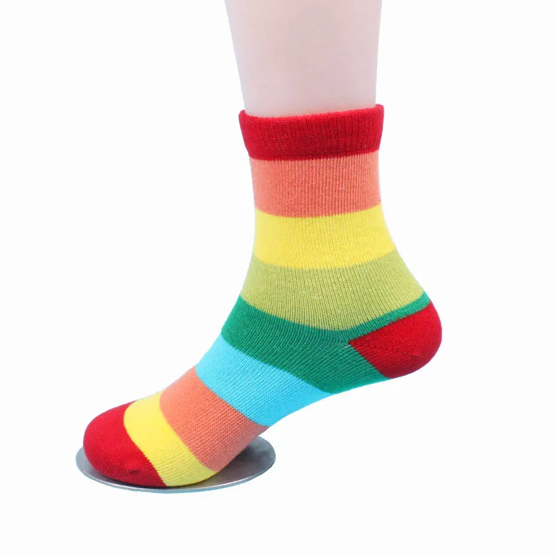 10 Pack Mode Arc En Ciel Raye Chaussettes De Sport Enfants Grandes Petites Filles Sans Couture Chaussettes Coton Tricote Bottes Chaussettes Pour 1 12t Enfants Aliexpress