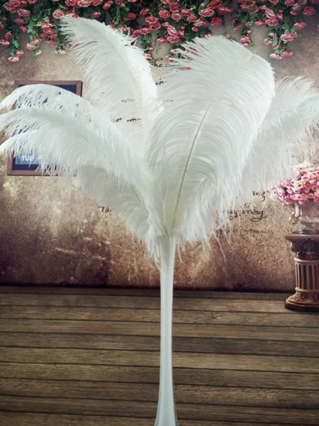 Красивые 100 шт. качество большой полюс натуральный белый страусиное перо 50-55 см/20-22 дюймов Свадебные карнавал для выступления одежда - Цвет: white