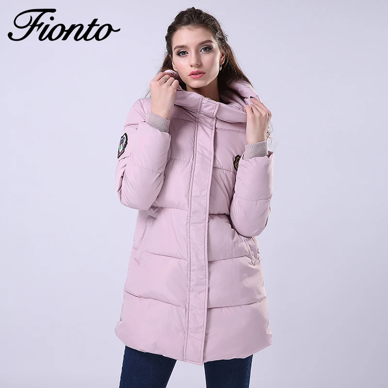 

FIONTO 2019 New Fashion Long Winter Jacket Women Slim Female Coat Thicken Parka Cotton Clothing Clothing Hooded Student F020