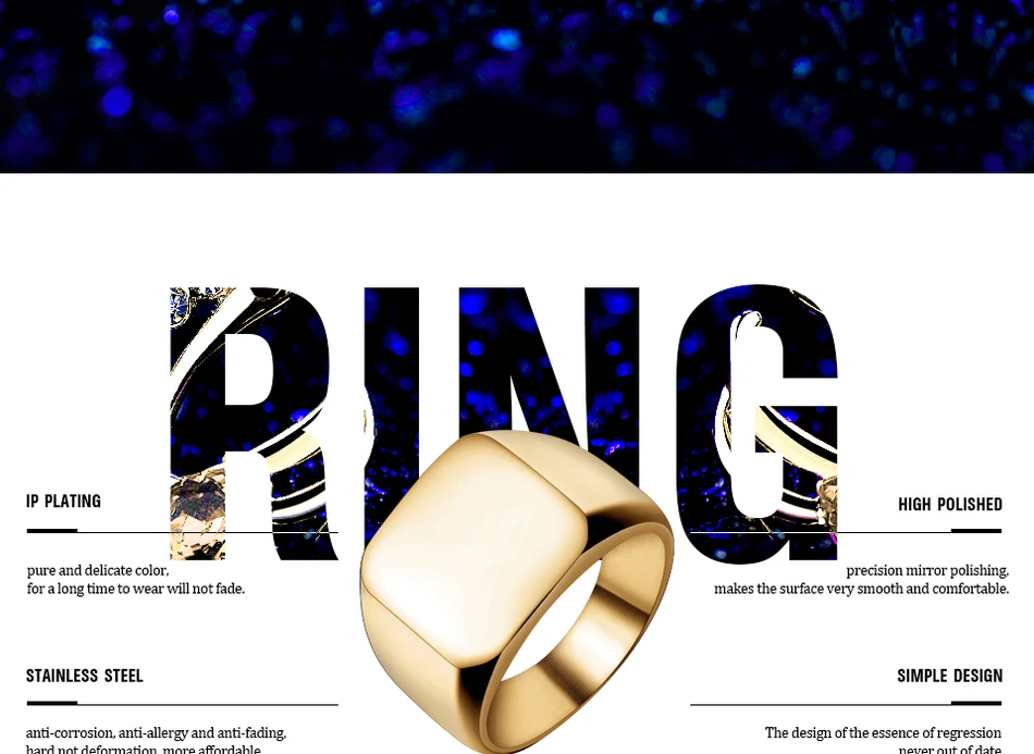 BEIER, мужское полированное модное байкерское кольцо из нержавеющей стали 316L, уникальное серебряное Золотое черное квадратное кольцо для мужчин, подарок BR8-177