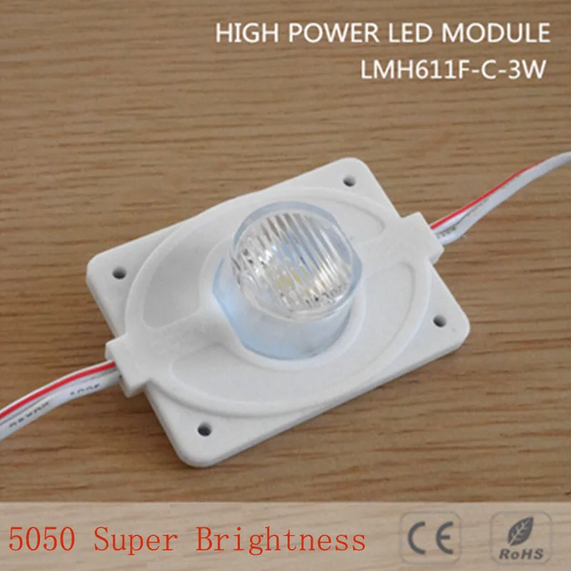 

5pcs DC12V high power Waterproof LED Module light with injection len (1LED, white, 3W) for Double-sided Lightbox high brightness