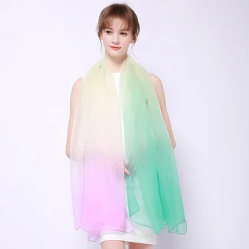 

2019 Women chiffon scarf summer thin long shawl gradient ramp very soft scarf blanket fashionable ladies scarves beach stoles