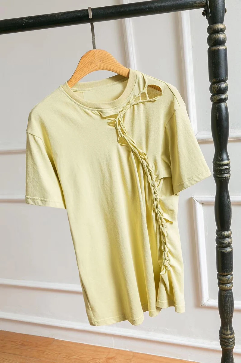 Couleur shirt 04 Rmsx Femmes T Tee 2 Mode Trou 3 SqYzt