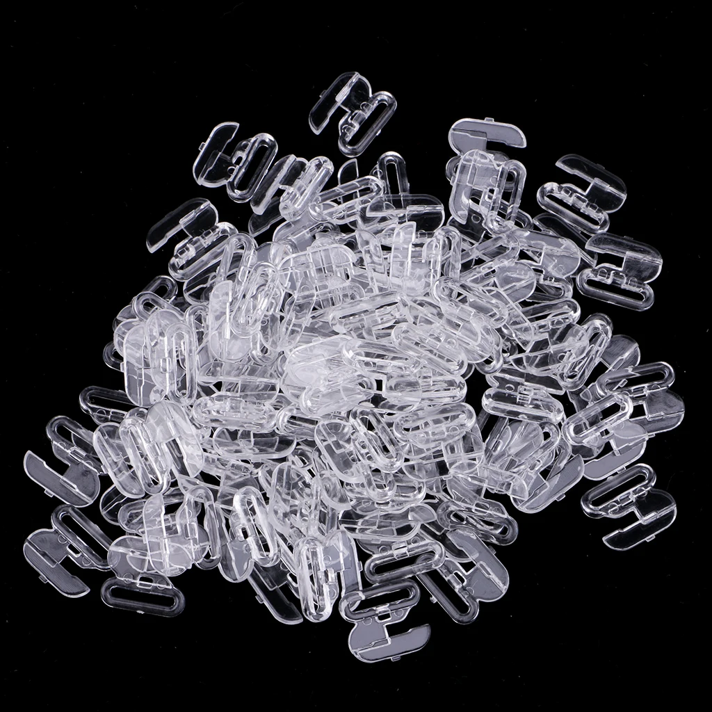 50 Sets Plastic Bra Strap Adjuster Slider Hook Lingerie Buckle Clips 10mm