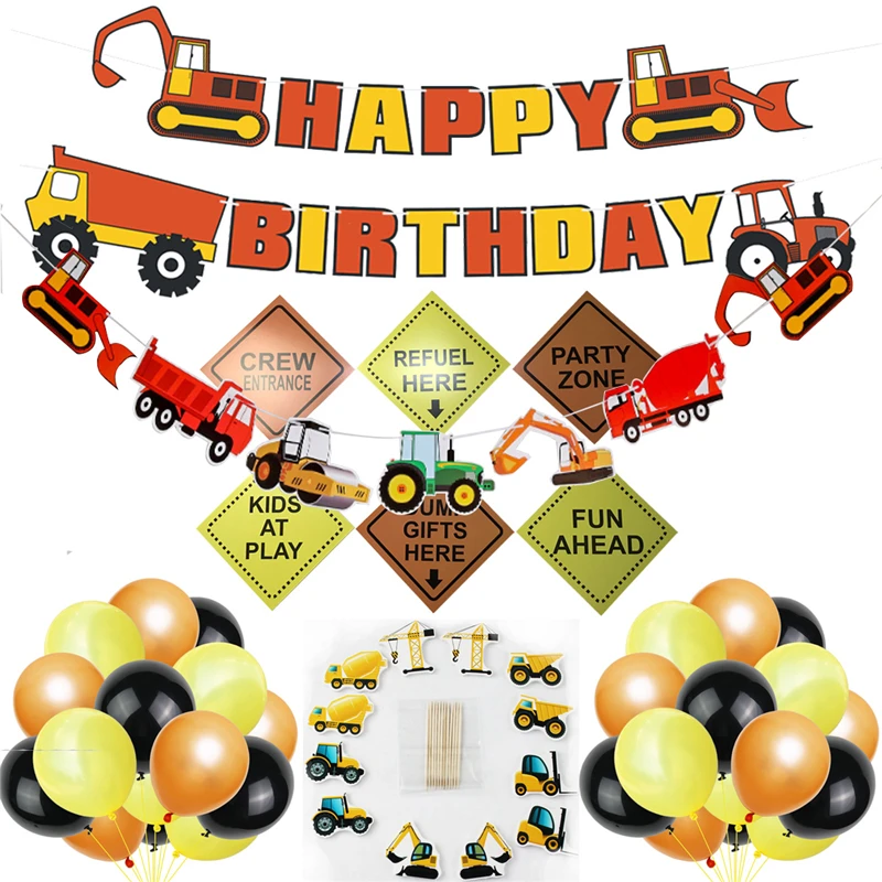 

47 Pieces Construction Truck Birthday Party Supplies Dump Truck Party Decorations Kits Set for Construction Themed Decorations
