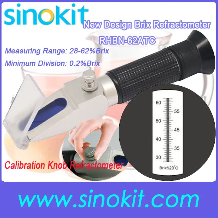 

Free Shipping New Design Calibration knob 28-62%Brix refractometer RHBN-62ATC
