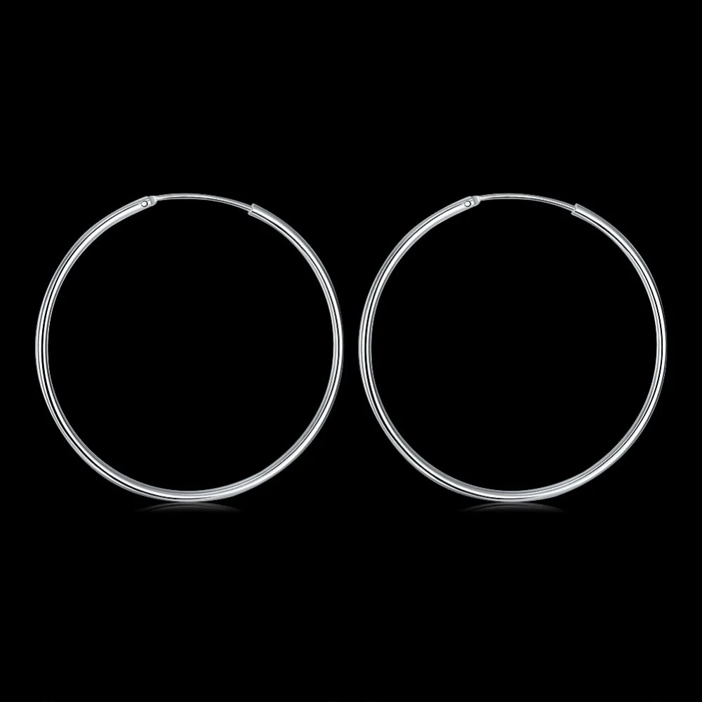 2018 2 Inches Large Fashion Earrings Hoops Silver Color Endless Big Hoop Earrings For Women For Sensitive Ears Trendy Jewelry (2)