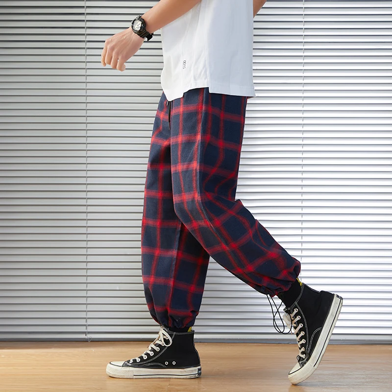 

Joggers Plaid Harem Pants Men Loose Casual NEW Fashion Male Streetwear Trousers Cotton Sweatpants Plus Size hip hop