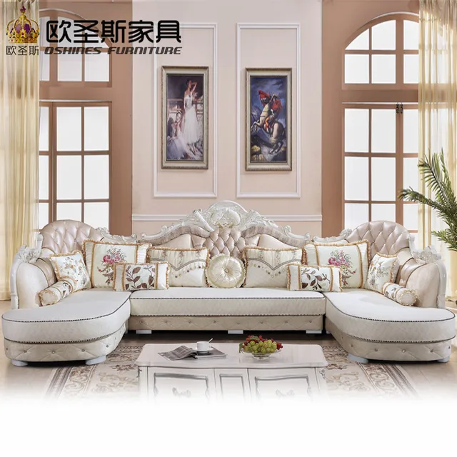 Luxury U Shaped Sectional Living Room Furniutre Antique Europe Luxury U Shaped Sectional Living Room Furniutre Antique Europe Design New Clical Heart Wooden Carving Fabric