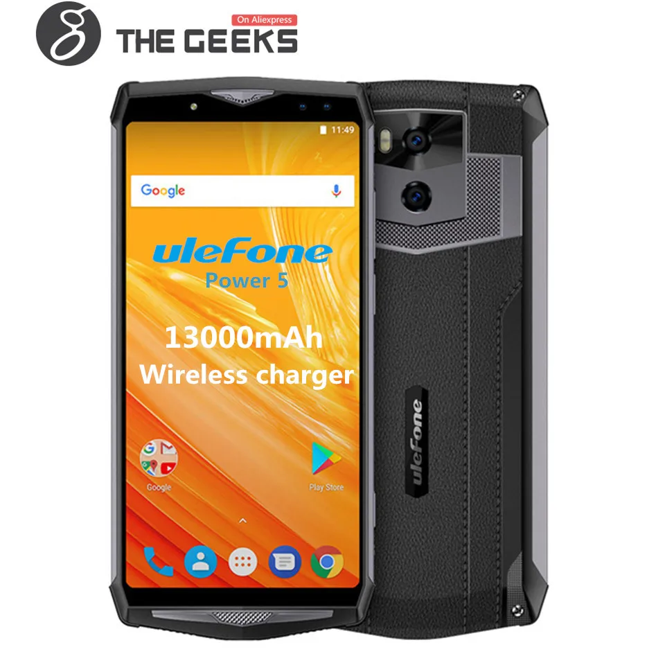 

Ulefone Power 5 MTK Octa Core 6.0inch 6GB+64GB 21MP 13000mAh Wireless charger Fingprint Face ID VoLTE Android 8.1 4G Smartphone