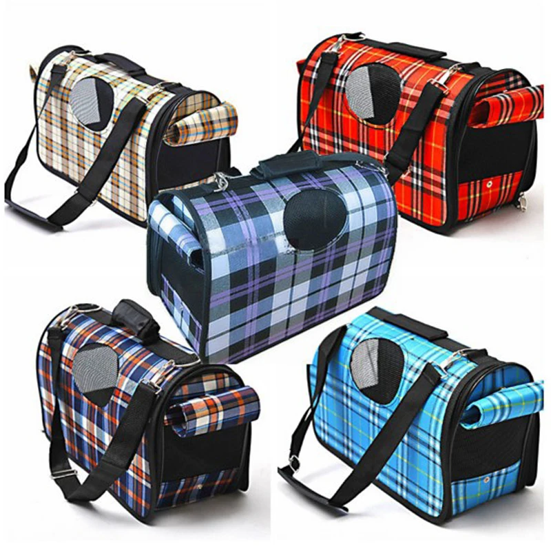 Image Breathable Grid Small Medium Dog Cat Traveling Bag Portable Flight Case Puppy Soft Tote Crate Carrier Bag Pet Travel Bags