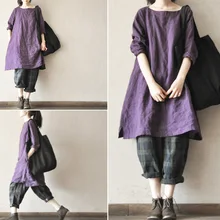 Женское Новое поступление свободное льняное и хлопковое платье 17506-17