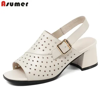 

ASUMER 2020 leisure summer women sandals high quality genuine leather shoes simple popular comfortable shoes woman