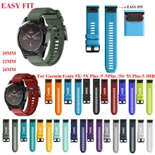 JKER 26 22 мм ремешок для часов Garmin Fenix 5 5X 5s 3 3 HR для Fenix 6X6 6S часы Quick Release силиконовые Easyfit ремешок на запястье