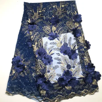 

3D Flower Lace Embroidery Fabric, Latest Nigerian Lace Fabrics 2019, Luxury Lace Fabric Lilac lace For Wedding Dresses RF380