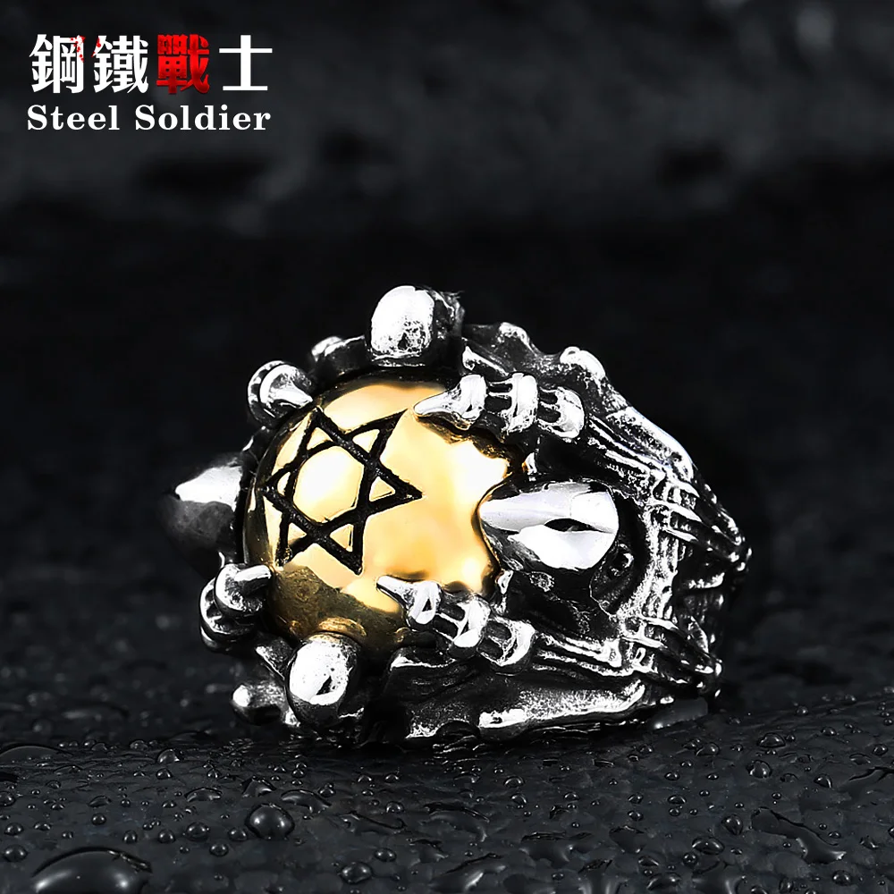 

Steel soldier personality stainless steel and copper ring men punk skull titanium steel jewelry 2018 dropshipping