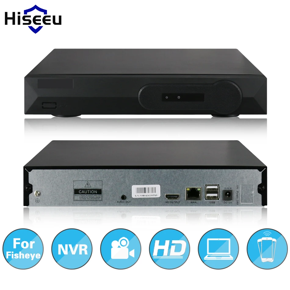Hiseeu Full HD font b CCTV b font 4CH NVR For fisheye P2 Camera VGA HDMI