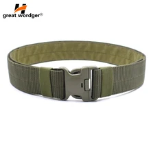 Military Equipment Army Tactical Belt Men Thicken Adjustable Survival Sturdy Nylon Belt Combat Tactical Belt Accessories military tactical nylon shotgun belt camouflage light gray