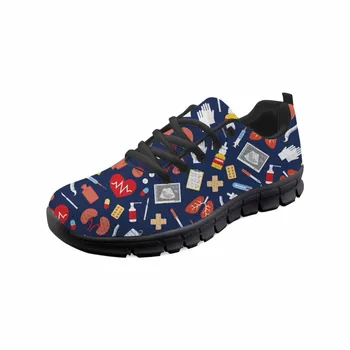 

THIKIN Nursing Woman Lace Up Running Shoes Cartoon Hospital/Medical Equipment Print Sports Outdoor Breathable Jogging Sneakers