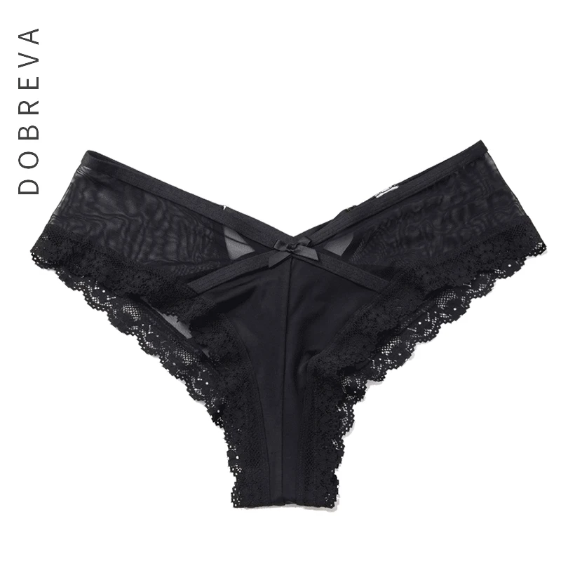 

DOBREVA Women's Underwear Low Rise Cheeky Panties with Mesh Lace