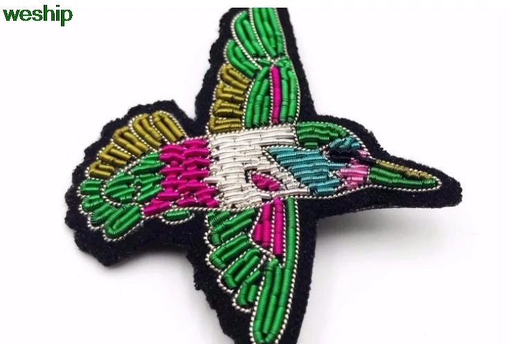 DIY 3D значки ручная вышивка птицы/животного Embroiderd металлической проволоки аппликация для пальто, брюки сумка брошь