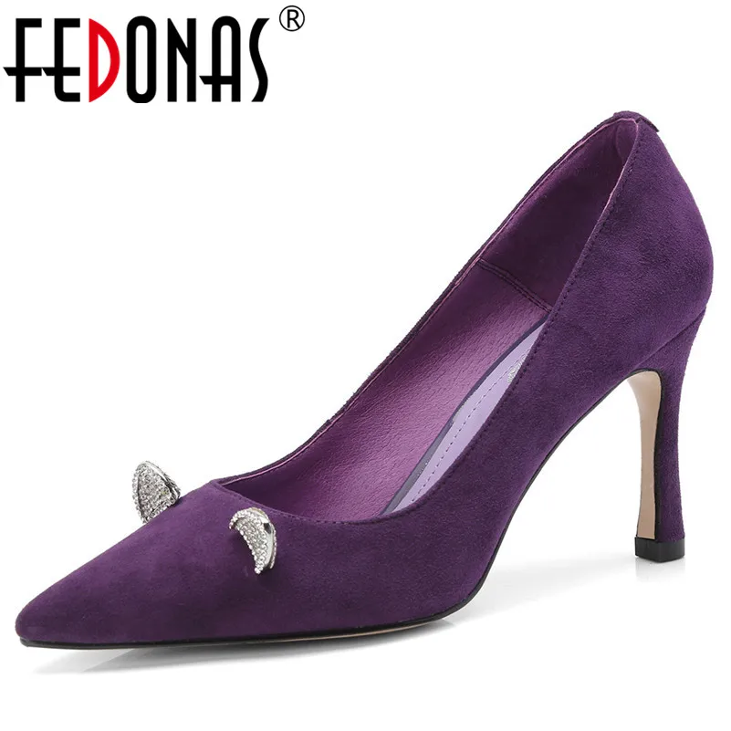 

FEDONAS Elegant Basic Women High Heeled Pumps Sexy Pointed Toe Rhinestone Wedding Party Shoes Woman Elegant Prom Pumps For Lady