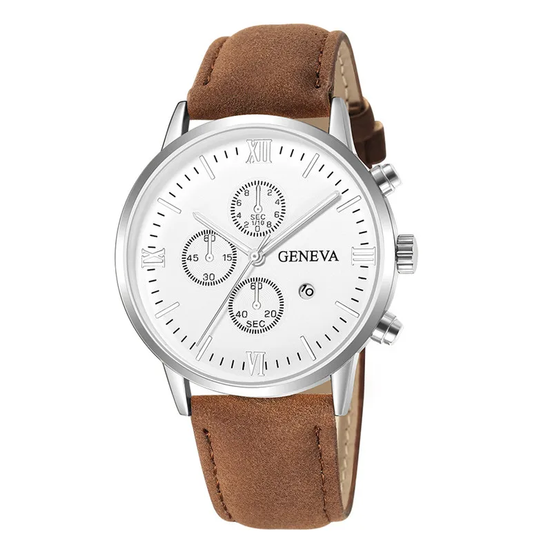 Geneva Relogio Masculino Модные кварцевые мужские кожаный ремешок мужские часы мужские спортивные наручные часы reloj hombre# D