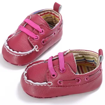 

Cute 0-18M First Walkers Blue/Red/White Color Toddlers Baby Girl Boy Soft PU Leather Soled Crib Shoes Prewalker