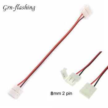

1 5 10 pieces 8mm 2pin LED Strip Connector cable wire 8mm Width PCB Ribbon Single Color LED tape lights for 3528 2835 LED strip