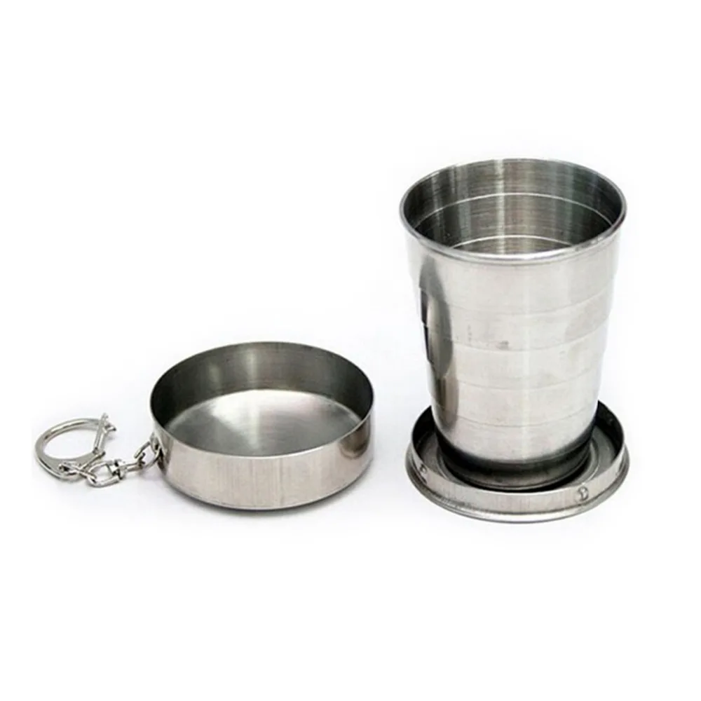 

75ML Stainless Steel Folding Cup Travel Tool Kit Survival EDC Gear Outdoor Sports Mug Portable for Camping Hiking Lighter