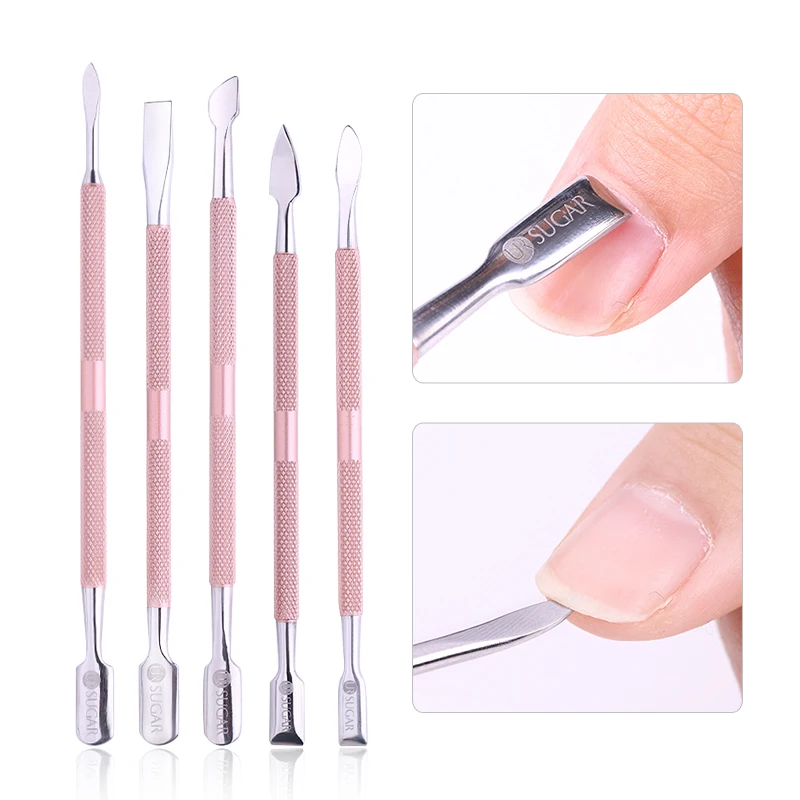 

UR SUGAR 1Pc Rose Gold Cuticle Pusher Remover Dual-ended Stainless Steel Manicure Nail Art Tool Kit