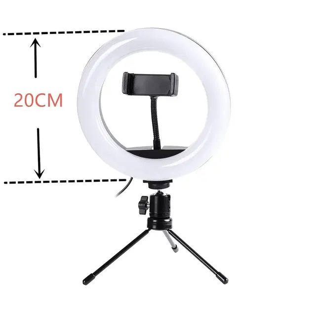 Anillo de luz LED de Escritorio Mini fotografía Regulable Maquillaje Lámpara de Vídeo Soporte Trípode
