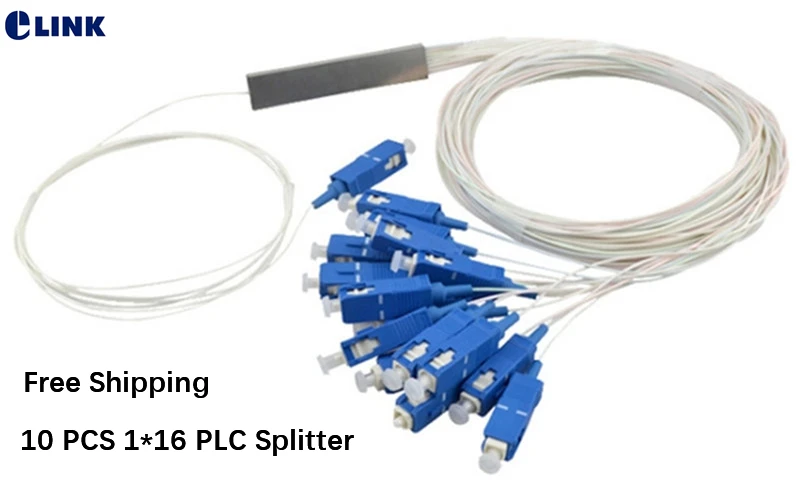 1*16 PLC splitter steel tube type SC/UPC SC/APC LC connector 0.9mm white colored cable fibre MINI coupler free Shipping 10PCS