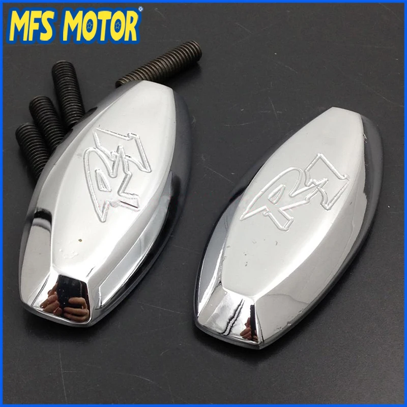 BLACK / CHROME Mirror Block Off Cap Mirror Base Plates Cover For YAMAHA YZF R1 2