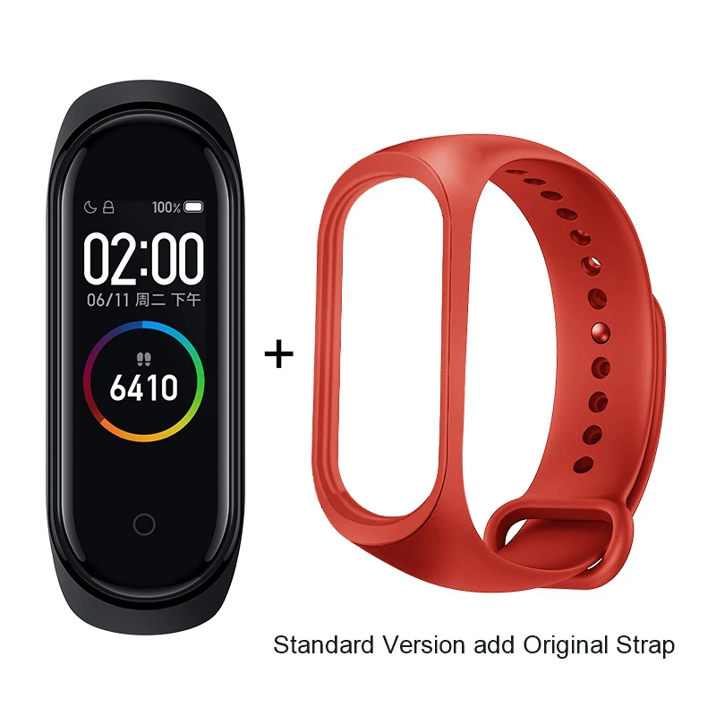 add Orange Strap Xiaomi mi Band 4 смарт-браслет mi band 50 м Водонепроницаемость 2.5D Закаленное стекло цветной экран оригинальные часы мониторинг здоровья - Цвет: add Orange Strap