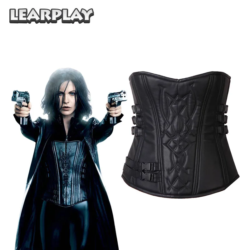 

Underworld 4 Awakening Selene Corset Cosplay Costume Black Pu leather Tube tops Tunic Halloween Costumes for Woman