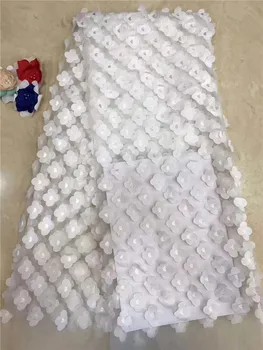

French Net Lace Fabric 2019 Latest African Lace Fabric With Embroidery Mesh Tulle Lace Fabric High Quality Nigerian Lace White(D